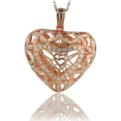 Love Necklace 925 Sterling Silver Love Charm Double Heart