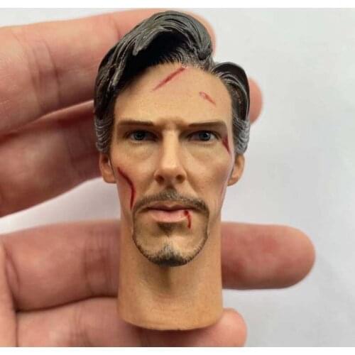 1/6 Scale Wounded Doctor Strange Stephen Stranch Head Sculpt Benedict Male Soldier Head Carving for 12in Action Figure Toy
