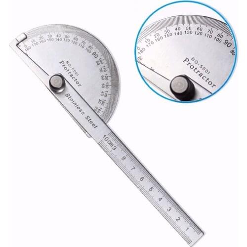 180 Degree Adjustable Protractor multifunction stainless steel roundhead angle ruler mathematics measuring tool