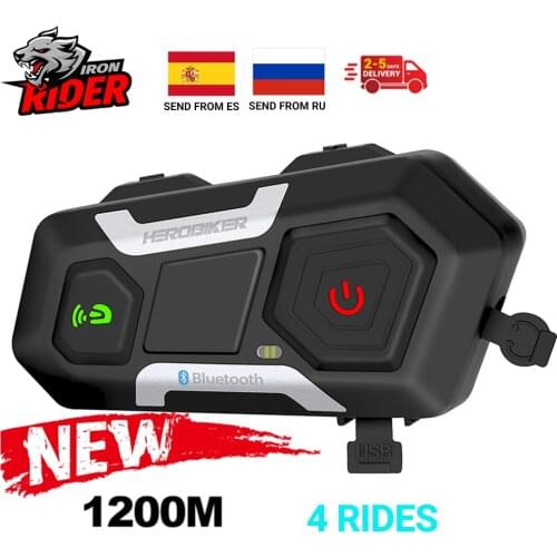 Motorcycle Intercom Helmet Headset Helmet Waterproof Speaker Interphone Moto Headset Wireless Intercomunicador 1200M 4 RIDES
