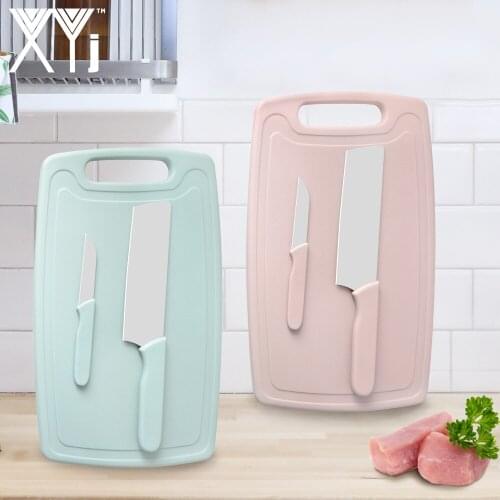XYj 3-Piece Chef Knife Set kitchen knives With Plastic Cutting Board Portable Household Cutting Board Kitchen Chopping Board