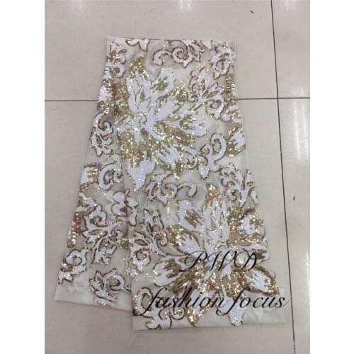 Nigerian Sequins Net French Tulle Mesh Fabric High Quality African Sequins Lace Wedding Fabric