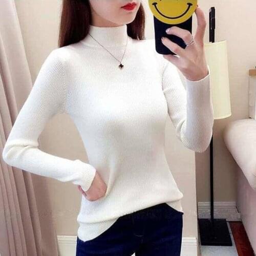 New 2020 Autumn Winter Turtleneck Women Pullovers Sweater Primer Shirt 10 Colors Long Sleeve Korean Style Stretch Pull Femme
