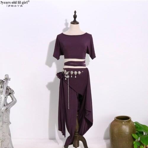 New Womens Sexy Modal Rayon Cotton Short Sleeves+Skirt 2pcs Practice Suit For Belly Dance Top+SkirtGOO02