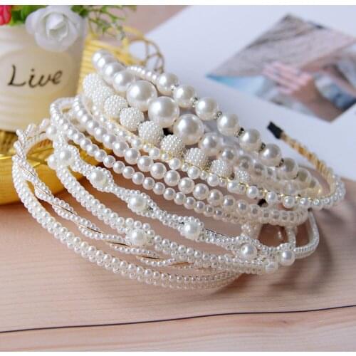 Elegant Big Simulation Pearls Hair Hoop Headband Hair Bands for Women Headwear Pearl Beads Hairband Hair Accessories