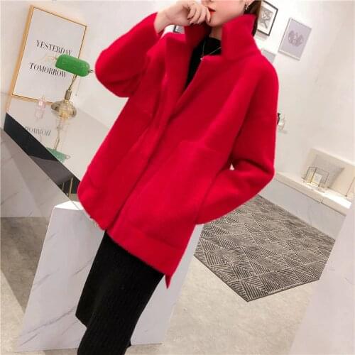 Autumn Winter Womens Clothing Imitation Mink Fur Sweater Coat 2020 new Womens Loose Velvet Long-sleeved Cardigan Knited coat