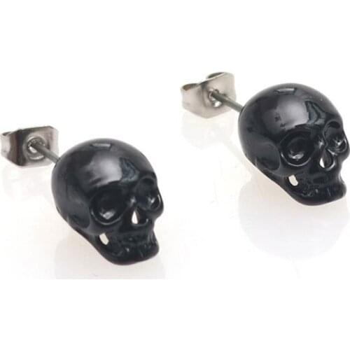 Punk 3D Skull Head Hip-hop Stud Earrings Unisex Fashion Jewelry Skeleton Earring
