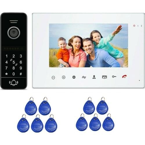Wired 720P AHD Video Door Phone Intercom System Code Keypad RFID Doorbell Camera 7 inch Recording Monitor Free Shipping
