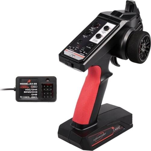 AUSTAR AX6S 2.4G 4CH Transmitter Radio Remote Control with AX-6S Receiver for Q65 MN90 1/10 1/8 TRX4 Axial SCX10 D90 RC Car Boat