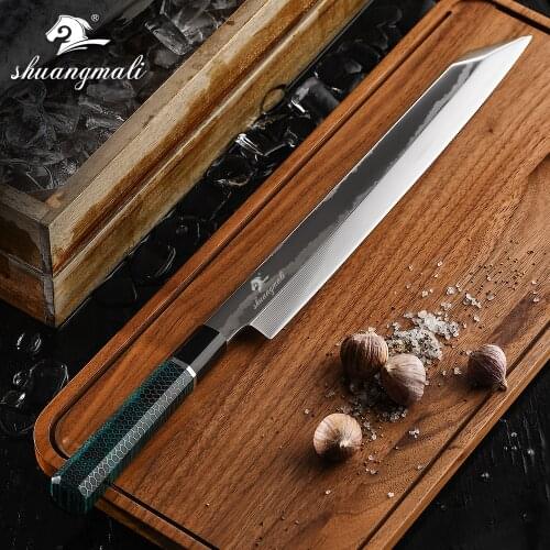 Hand Made 12 inch Japanese Kengata Cook Sashimi Sushi knife Damascus Fishing Knifes Kitchen Chef Cutter Salmon