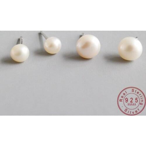 HI MAN S925 925 Sterling Silver INS Natural Freshwater Pearl Stud Earrings Women Elegant Birthday Jewelry