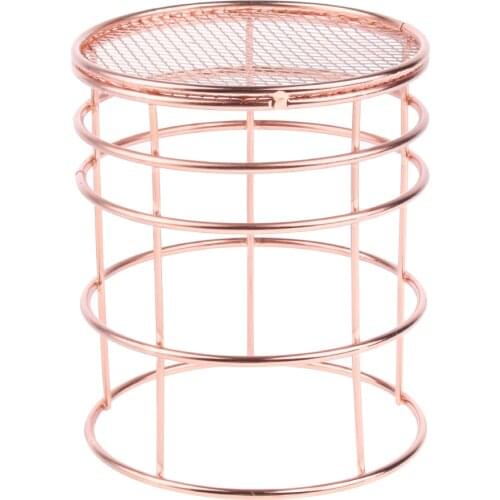 Rose Gold Copper Wire Mesh Pen Pot, Brush Pencil Holder, Makeup Organiser, Solid - High Quality