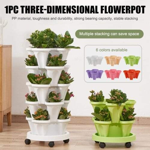 Stack-Up Type Stereoscopic Flower Pot Plastic Stackable Vertical Flower Plant Pot For Garden Home XH8Z