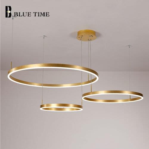 Creative LED Pendant Light Modern Home Lamp Brushed Gold&Coffee Cricle Acrylic Led Ceiling Pendant Lamp Hanging Lamp Luminaires