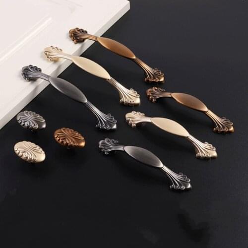 High-quality Antique Wardrobe Drawer Knob Room Cabinet Door Handle Green Bronze Furniture Hardware Home Decoration