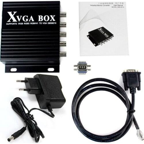 XVGA Box RGB RGBS RGBHV MDA CGA EGA to VGA Industrial Monitor Video Converter with US Plug Power Adapter Black NEW Digital