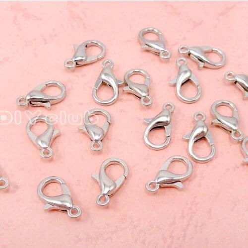 200pcs-Silver Plated Alloy Lobster Clasps Hooks For Necklace & Bracelet, Lanyard Hook 12x7mm