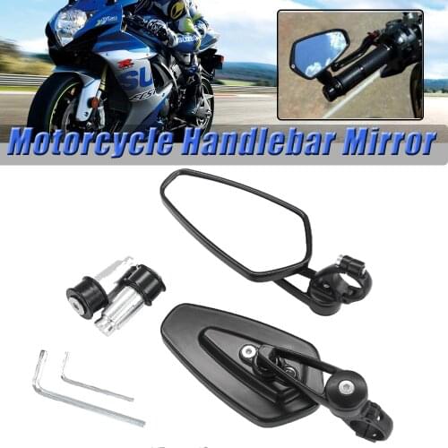 Universal 7/8" Handlebar End Mirrors Motorcycle Dirtbike Scooters Chopper Rear Side View For Suzuki SV650 GSR600 GSF1250 V-Strom