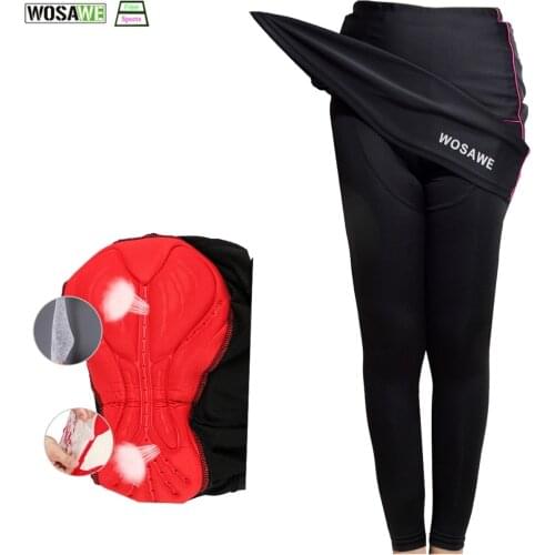 WOSAWE Womens Cycling Pants Fake Two Pieces Skirt Long Pants Quick Dry Cooling Roading Cycling Pants Women Mountain Bike Pants