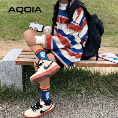 Harajuku Oversize Female Pullover Cotton Striped Women Thin Sweatshirt Loose O Neck Women Hoodies 2020 Autumn Plus Size Clothing