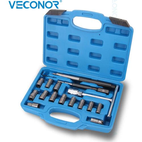 17pcs Diesel Injector Seat Cutter Set Cleaner Carbon Remover Universal Car Garage Tool Cleaning & Recutting Rail Diesel Engines