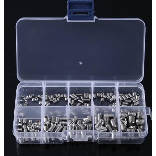 200pcs/set Stainless Steel Hexagon Socket Head Grub Screw M3 M4 M5 M6 M8 Set for Door Handles Faucet Light Fixture Knobs