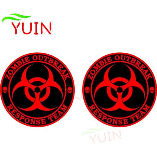 2X ZOMBIE OUTBREAK RESPONSE Fiery Car Sticker Personalized PVC Decorative Cars Accessories Waterproof Sunscreen Decals 8*8 cm