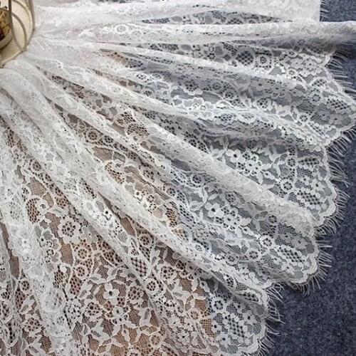 3 meter/lot 30cm Wide Black White Lace Fabric trim Wedding Decoration Sewing Applique Eyelashes Lace Ribbon
