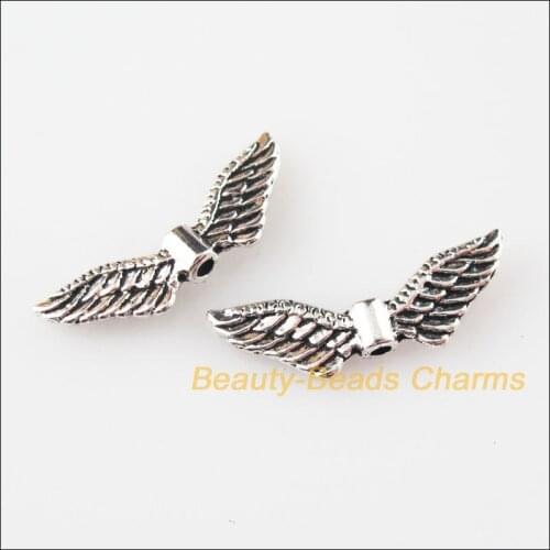 New 30Pcs Tibetan Silver Animal Wings Spacer Beads Charms 8x24mm