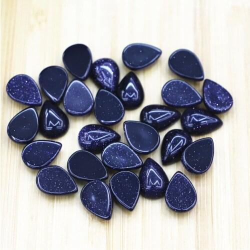 30Pcs/lot Free shipping Natural stone blue sand & synthetic stone cab cabochon charm 10x14MM water drop beads for jewelry making