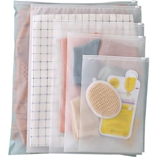 500pcs/lot Custom Plastic Ziplock Packaging Bag Slide Frosted Reseal Pant Shirt Clothes Packing Cover Travel Plastic Bags