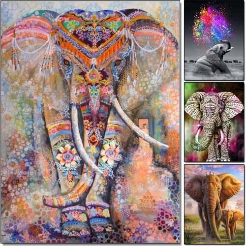 5D DIY Diamond Painting Colorful elephant Cross stitch Full Square Diamond Embroidery Picture Mosaic Rhinestone Home Decor Sale