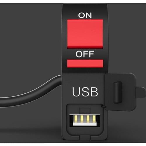 7/8" 22mm Motorcycle Switches Motorbike Headlight ON/OFF Button Connector Start Handlebar Controller Switch With 2.1A USB Charge
