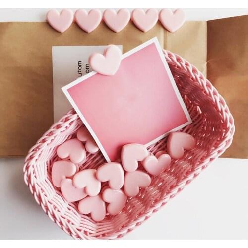 7Pcs/lot Pink Love Heart Planner Marking Clip Plastic Student Store School Creative Cute Paper Clip Bookmark