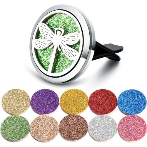 2019 NEW Dragonfly Car Aromatherapy Diffuser Stainless Steel Vent Freshener Car Locket box Essential Oil Diffuser Perfume