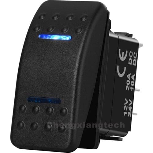 Car Boat Nava ARB Carling 5 Pins Dual Blue Led Light Bar Momentary Rocker Switch ( ON ) OFF SPST Waterproof 12V 24V Dash Light