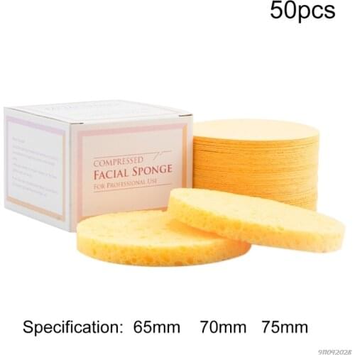 Free Shipping 50pcs Compressed Facial Sponges Round Makeup Removal Tool Wood Pulp Cosmetic Spa ju7 21 Wholesales