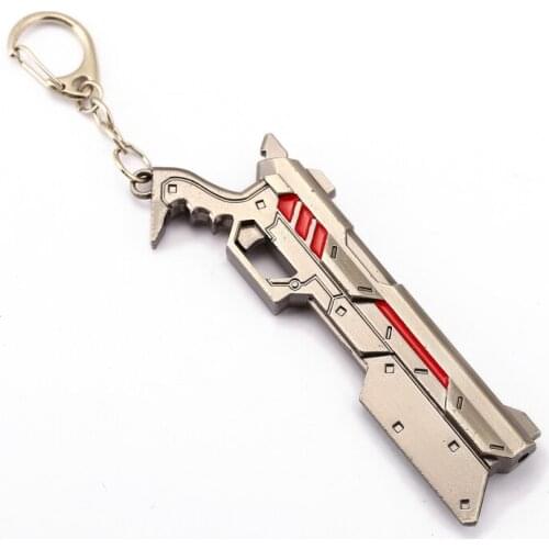 New Design 15CM 3D Game LOL Weapon Keychain Gun Brelok Role Lucian Weapon Keyring Souvenirs Gift Handgun Model Chaveiro Pistol