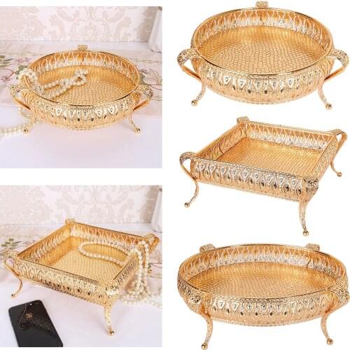Household Metal Countertop Fruit Plate, Snack Tray, Storage Holder Basket Bowl, Decorative Table, for Fruit, Bread, Candy
