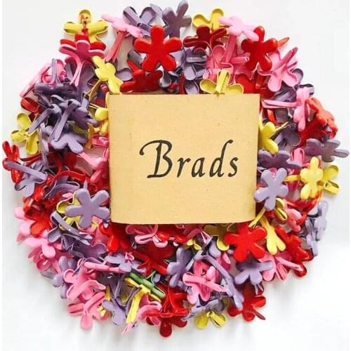 50Pcs 14MM Flower Shape Metal Brads Scrapbooking Material Hobby DIY Embellishment Dairy Junk Journal Decorative Studs