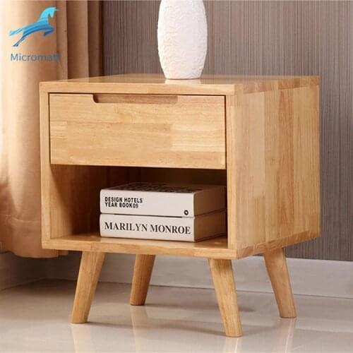 Solid Wood Beside Table One Drawer One Storage Bedding Room Small Cabinet Modern European Style