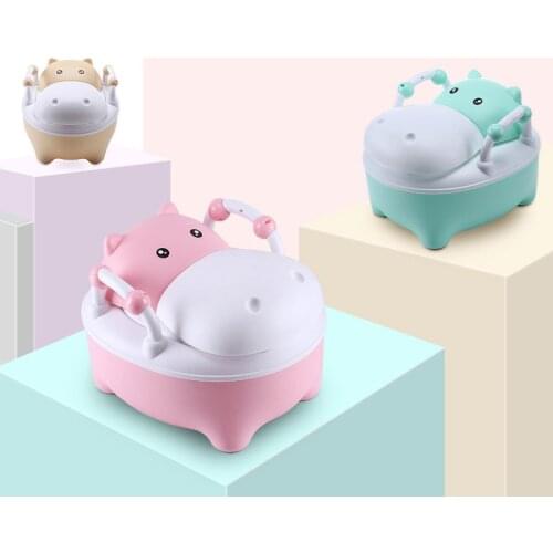 Baby Potty Toilet WC Kids Training Seat Chair Portable Cute Hippopotamus Design Travel Pot Children Toilet With Free Potty Brush