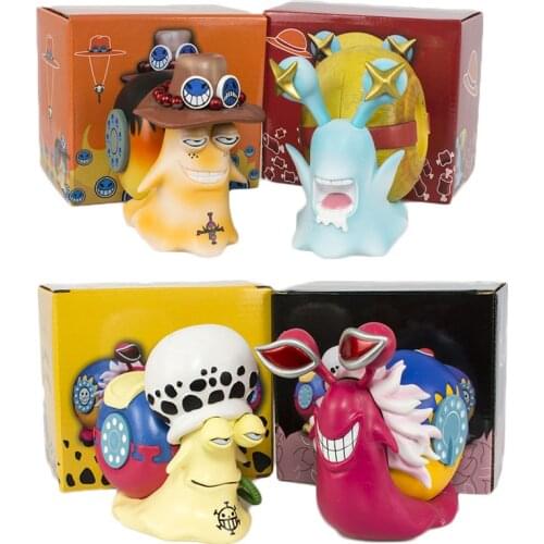 11cm 2pcs/set Anime One Piece Luffy & Ace Den Den Mushi Telephone Snail Action Figures PVC Cute Collectible Model Toys Doll