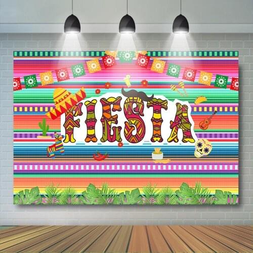 Mexico Fiesta Theme Party Backdrop Carnival Dress-up Baby Shower Birthday Party Decoration Colorful Strips Dessert Table Banner