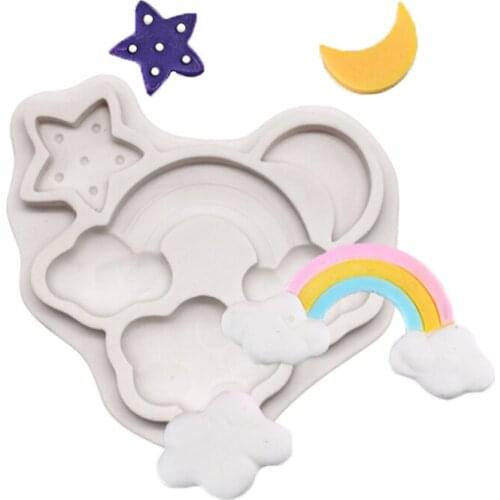 Rainbow Cloud Star Molds Fondant Cake Decorating Tools Silicone Molds Sugarcrafts Chocolate Baking Tools For Cakes Gumpaste Form