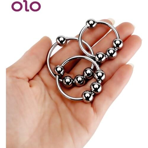 OLO Foreskin Delay Ejaculation Male Chastity Device Sex toys for Men Stainless Steel Penis Ring Cock Ring Penis Sleeve