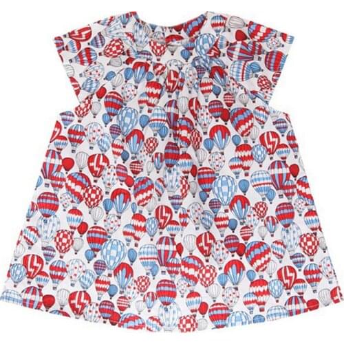 Summer Fashion Baby Girls Casual Dresses O-neck Fashion Baby Floral Balloon Print Sweet Short Sleeve Princess Dress