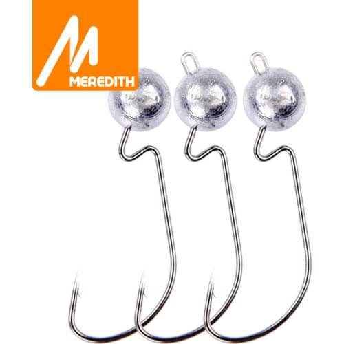MEREDITH 10pcs/Lot Exposed Lead Jig Head 3.5g 5g 7g 10g 14g Lead Head Hook Jig Baits Fishing Hooks Jigging Fishing Accessories