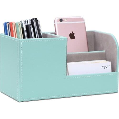 Multifunctional Leather Pen Holder Desk Organizer Business Desk Stationery Storage Stationery Box School Supplies Accessories