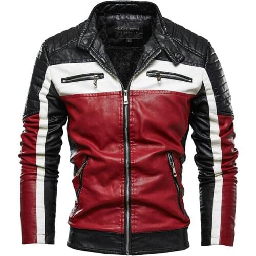 Saz Mens Crew Collar Pu Leather Jacket Casual Jacket Pop Biker Leather Coats